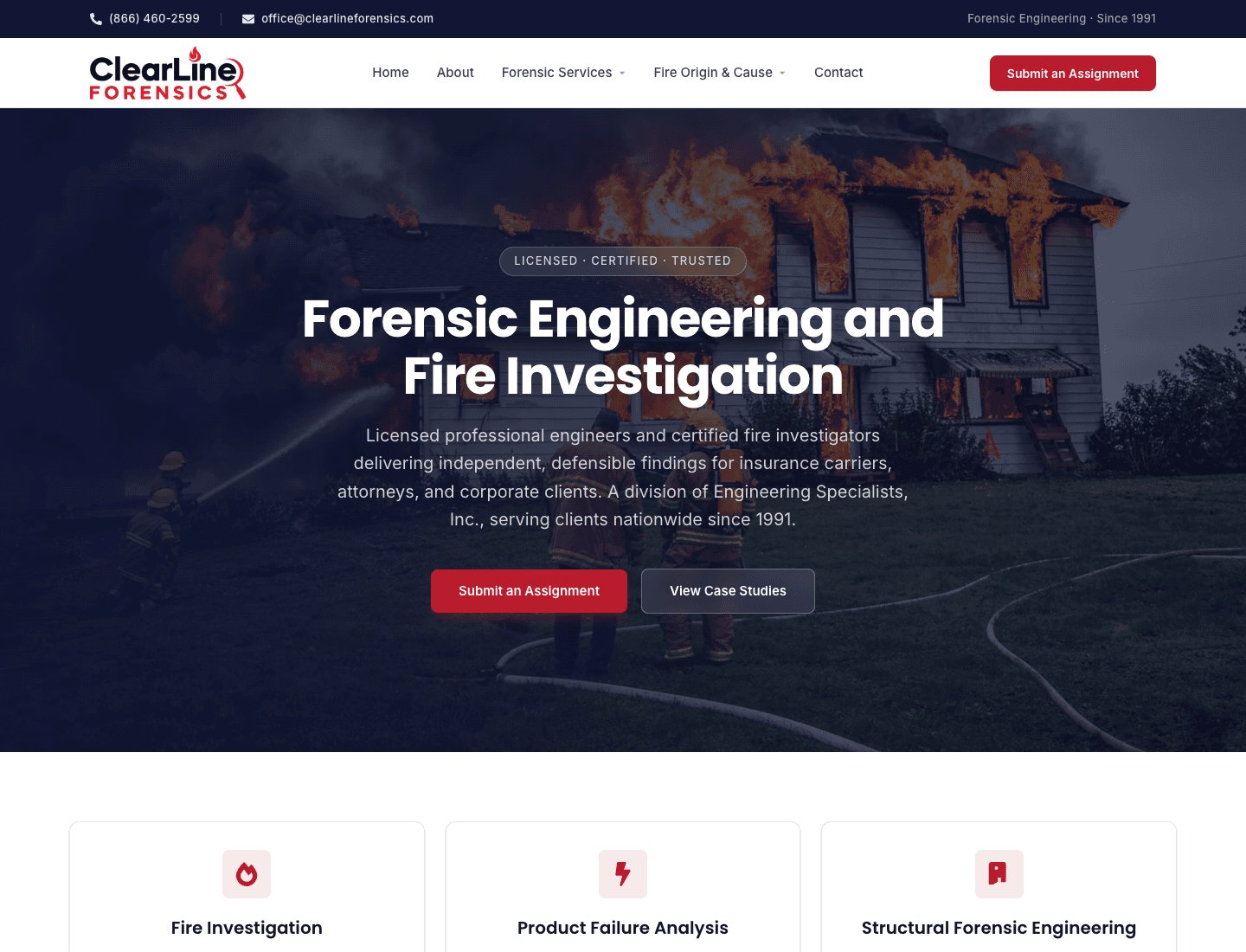 Clearline Forensics website